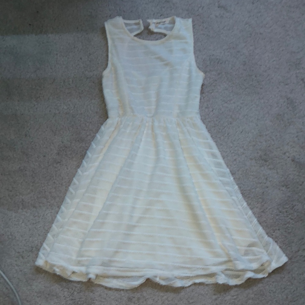 Lace white open back dress